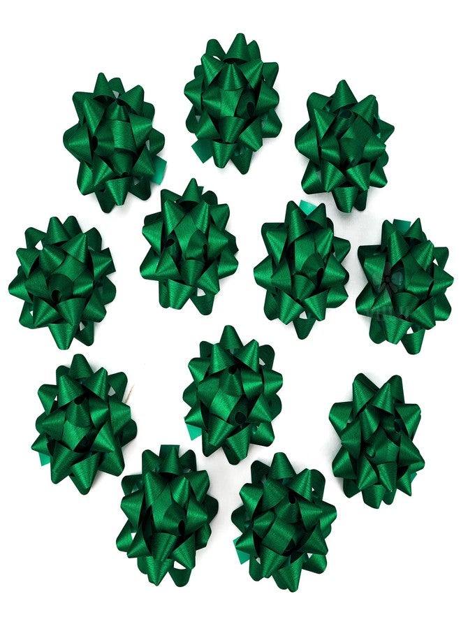 MEEDEE 4.5 inch Green Linear Glitter Gift Bow Self Adhesive Bow for Holiday, Everyday, All-Occasion, Gift Wrapping Paper, Bags and Boxes Decorations (12 Counts) - Image 1